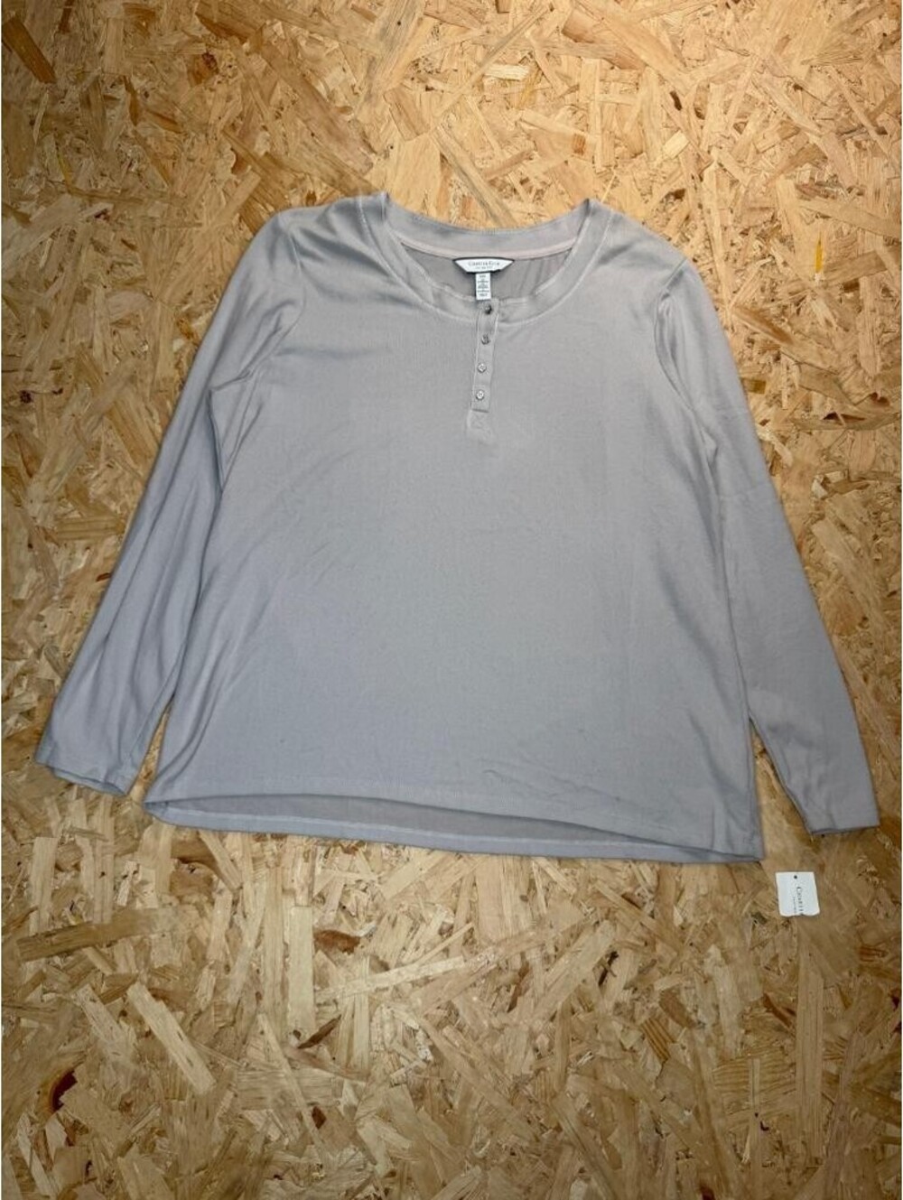 Charter Club Intimates Henley Top Womens XXL Gray Long Sleeve Soft Knit PJ Shirt